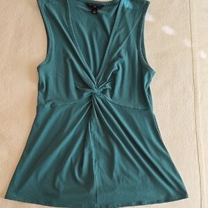 Sleeveless Teal Twist-Front Top